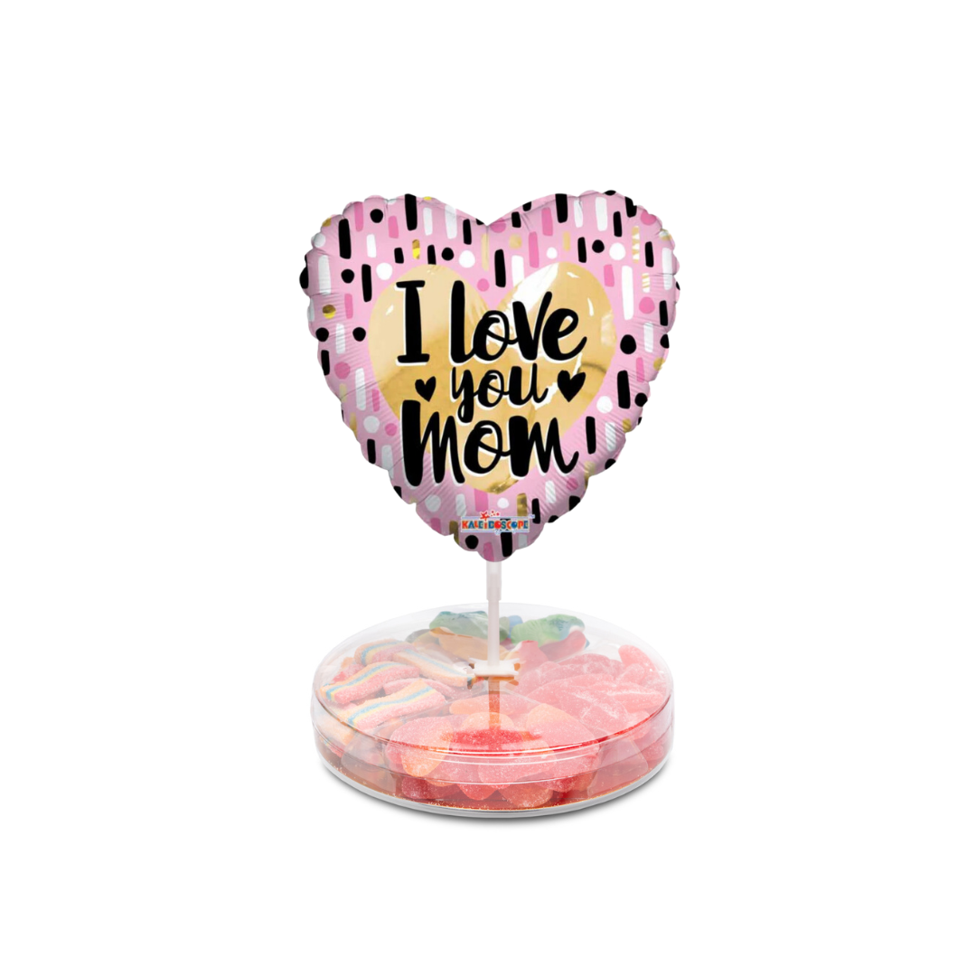 Small Platter with I love You Mom Balloon