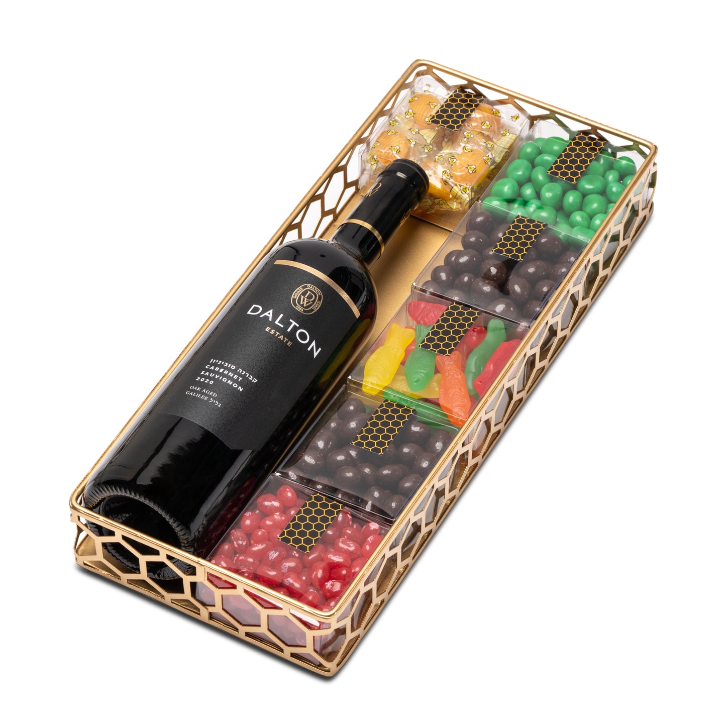 Honeycomb Tray with Wine and Assorted Treats, Medium