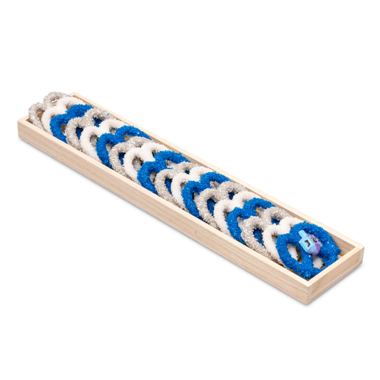 Chanuka Long Wooden Pretzel Tray