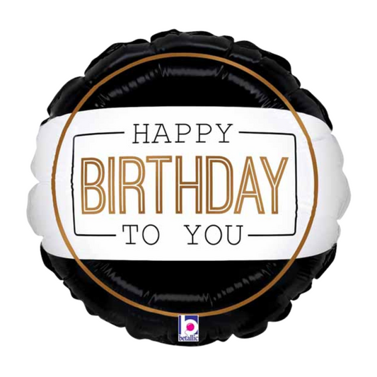 Happy Birthday Balloon - Classic Style Black BG